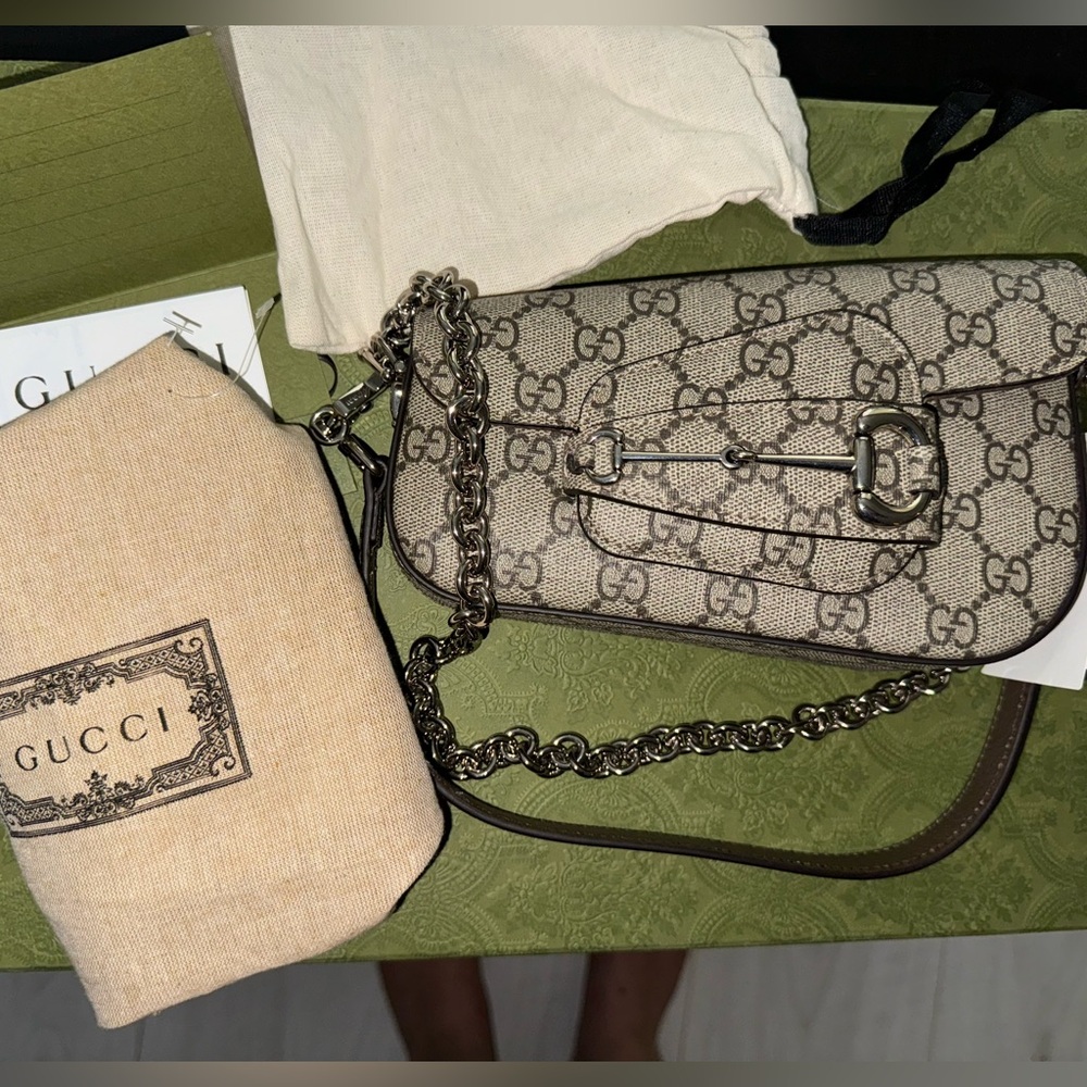 GG Supreme Monogram Mini Horsebit 1955 Asymmetric